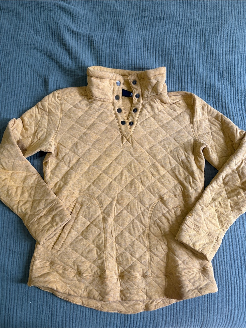 Marmot Quilted Snap-Placket Pullover - Mustard Yellow